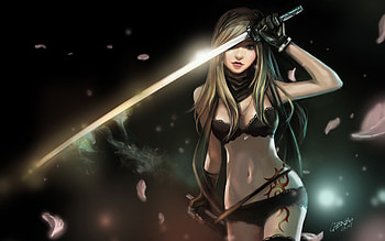 sexy warrior, girl, sword, warrior, brunette HD wallpaper