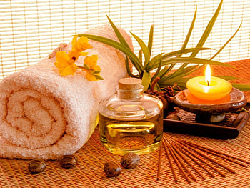 Spa, oil, towel, candle HD wallpaper