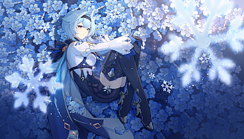 Ice and Flowers, Eula (Genshin Impact), Genshin Impact, flower, ice, video game HD wallpaper