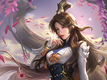 Fantasy girl, girl, pink, spring, hanji, fantasy HD wallpaper