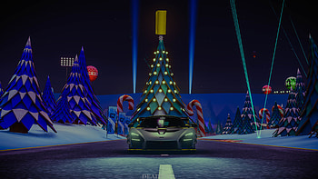 Futuristic Christmas Night Drive HD wallpaper