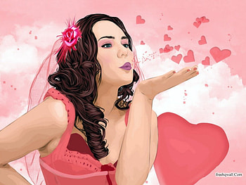 flying kissss.....for you, kiss, pink, ab, heart HD wallpaper