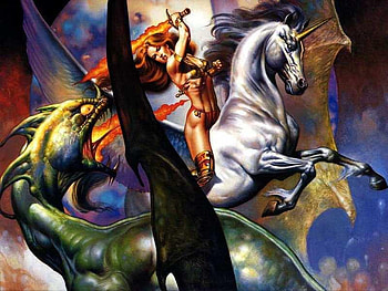 Dragon Slayer, unicorn, dragon, frmale HD wallpaper