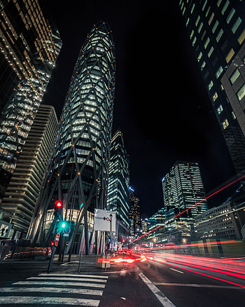 Cities, Road, Movement, Traffic, Night City, Skyscrapers, France, Defense HD phone wallpaper