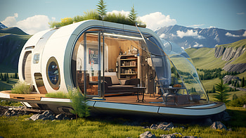 Outdoor Futuristic Tiny House, futuristic, tiny house, man made, architecture HD wallpaper