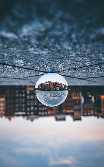 Building, Reflection, Miscellanea, Miscellaneous, Blur, Smooth, Glass, Ball HD phone wallpaper