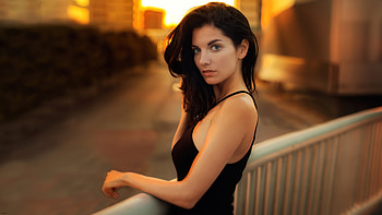 Summer Breeze Sunset Black Dress , black-dress, girls, model HD wallpaper