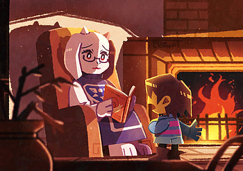Toriel & Frisk: Hearthside Storytime — Undertale, Toriel (Undertale), Frisk (Undertale), video game, Undertale HD wallpaper