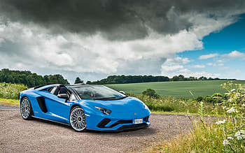 Lamborghini Aventador S Roadster, , R, supercars, blue Aventador, hypercars, Lamborghini Aventador HD wallpaper