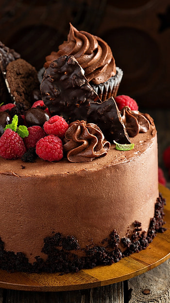 Chocolate raspberry cake, Decadent delight, Luscious combination, Gourmet indulgence HD phone wallpaper