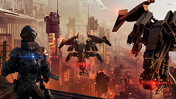 Explosive battles, Dystopian setting, Futuristic soldiers, Intense action HD wallpaper