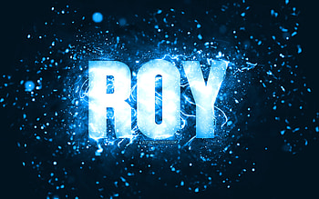 Happy Birtay Roy, , blue neon lights, Roy name, creative, Roy Happy Birtay, Roy Birtay, popular american male names, with Roy name, Roy HD wallpaper