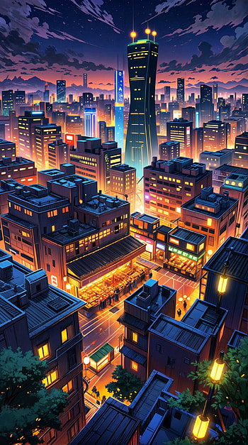 anime city, city HD phone wallpaper