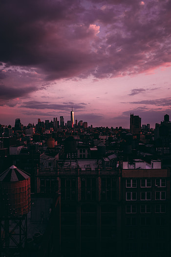Cities, Sunset, Clouds, Usa, Skyscrapers, United States, New York HD phone wallpaper