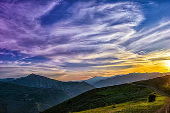 Mountains, white clouds, nature, beautiful horizon HD wallpaper