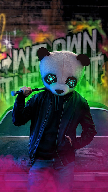 Panda, panda-man, smoke HD phone wallpaper