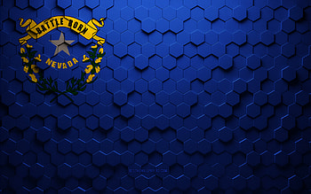 Flag of Nevada, honeycomb art, Nevada hexagons flag, Nevada, 3d hexagons art, Nevada flag HD wallpaper