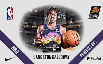 Langston Galloway, Phoenix Suns, American Basketball Player, NBA, portrait, USA, basketball, Phoenix Suns Arena, Phoenix Suns logo HD wallpaper