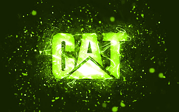 Caterpillar lime logo, , CaT, lime neon lights, creative, lime abstract background, Caterpillar logo, CaT logo, brands, Caterpillar HD wallpaper