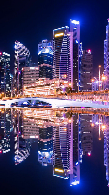 Singapore, City skyline, mobile HD phone wallpaper