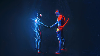 Miles Morales Vs Miguel Ohara, miles-morales, spiderman-2099, miguel-o-hara, spiderman, superheroes, artist, artwork, digital-art HD wallpaper