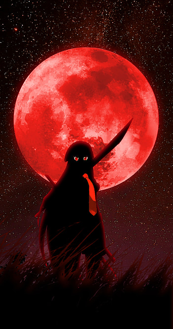 Akame in blood moon, red, nightraid, rednight, akamegakill HD phone wallpaper
