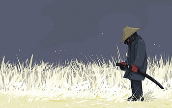 Lone Samurai, anime, sword, art, samurai HD wallpaper