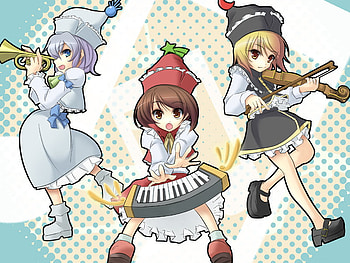 Prismriver Sisters, lyrica, lunasa, instrument, touhou, girls, merlin, prismriver HD wallpaper