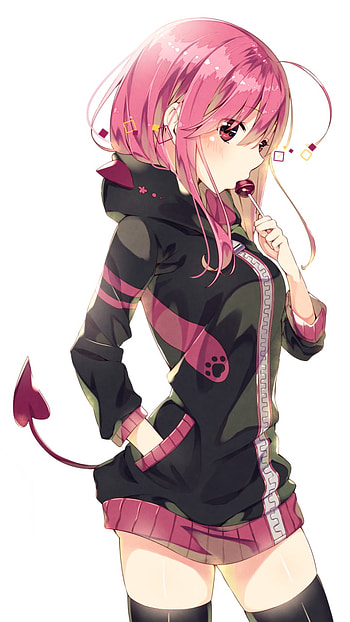 Pink-Haired Anime Charm: Original with Captivating Pink Eyes, pink eyes, pink hair, Anime, Original HD phone wallpaper
