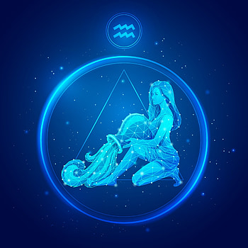 Aquarius Zodiac Sign, Iconic zodiac art, Vector illustration, Symbolic representation HD phone wallpaper