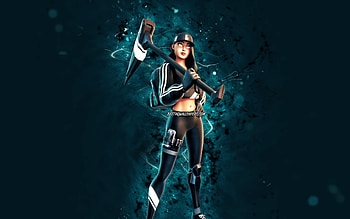 Ruby Shadows, , blue neon lights, Fortnite Battle Royale, Fortnite characters, Ruby Shadows Skin, Fortnite, Ruby Shadows Fortnite HD wallpaper