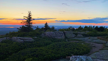 Bar Harbor, Maine, autumn, trees, landscape, colors, sky, rocks, sunset, coast, colorsfall, usa HD wallpaper