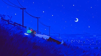 Missed Calls, artist, artwork, art, digital-art, alone, boy, stars, moon, artstation HD wallpaper
