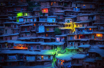 Villages Colorful Lights, colorful, lights, graphy HD wallpaper