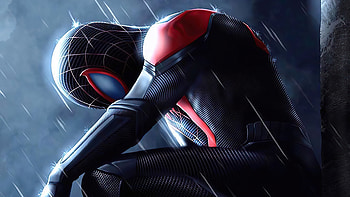 Spider Man In Rain , spiderman, superheroes, artwork HD wallpaper