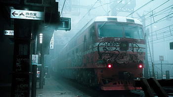 Train Smog Grafitti, train, artist, artwork, digital-art HD wallpaper