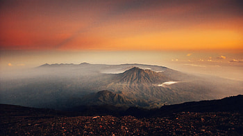 Volcano Sunset Landscape , volcano, landscape, sunset, nature HD wallpaper