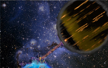 amber attacks earth 2, destruction, earth, moon, ufo, stars HD wallpaper