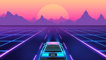 Retro Wave Neon DeLorean Car Sunset Artistic Synthwave Vaporwave HD wallpaper