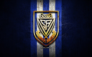Sportivo Ameliano FC, golden logo, Paraguayan Primera Division, blue metal background, football, Venezuelan football club, Sportivo Ameliano logo, soccer, Venezuelan Primera Division, Club Sportivo Ameliano HD wallpaper