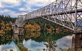 Landscape, Nature, Rivers, Trees, Autumn, Bridge HD wallpaper