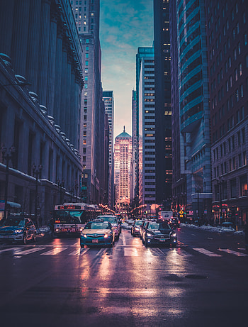 Cities, Usa, Cars, Road, Markup, Skyscrapers, United States, Megapolis, Megalopolis, Chicago HD phone wallpaper