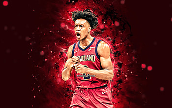 Collin Sexton, , Cleveland Cavaliers, NBA, basketball, Cavs, purple neon lights, Collin Sexton Cleveland Cavaliers, Collin Sexton HD wallpaper