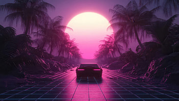 A Synthwave Car Journey Through Time, synthwave, artist, artwork, digital-art HD wallpaper