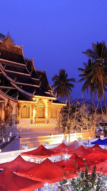 Night lights, Luang Prabang HD phone wallpaper