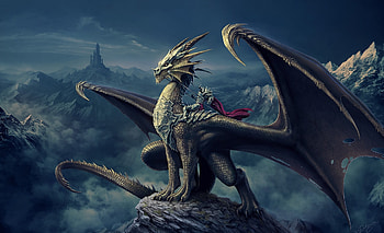 Mountains, Fantasy, Art, Lock, Dragon, Tower, Horseman, Rider, Nick Deligaris HD wallpaper