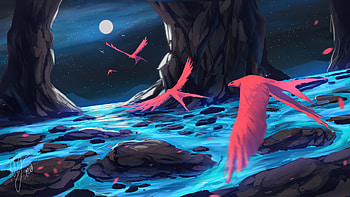 Flying Away, birds, artist, artwork, digital-art, artstation HD wallpaper