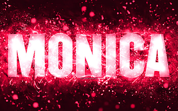 Happy Birtay Monica, , pink neon lights, Monica name, creative, Monica Happy Birtay, Monica Birtay, popular american female names, with Monica name, Monica HD wallpaper