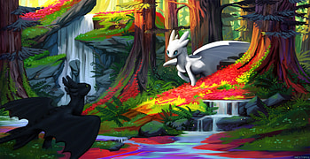 Night Fury And Light Fury, night-fury, light-fury, artwork, artist, digital-art, deviantart HD wallpaper