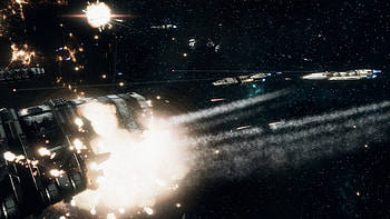 Space battle, Battleship, Battlestar Galactica, Explosions HD wallpaper
